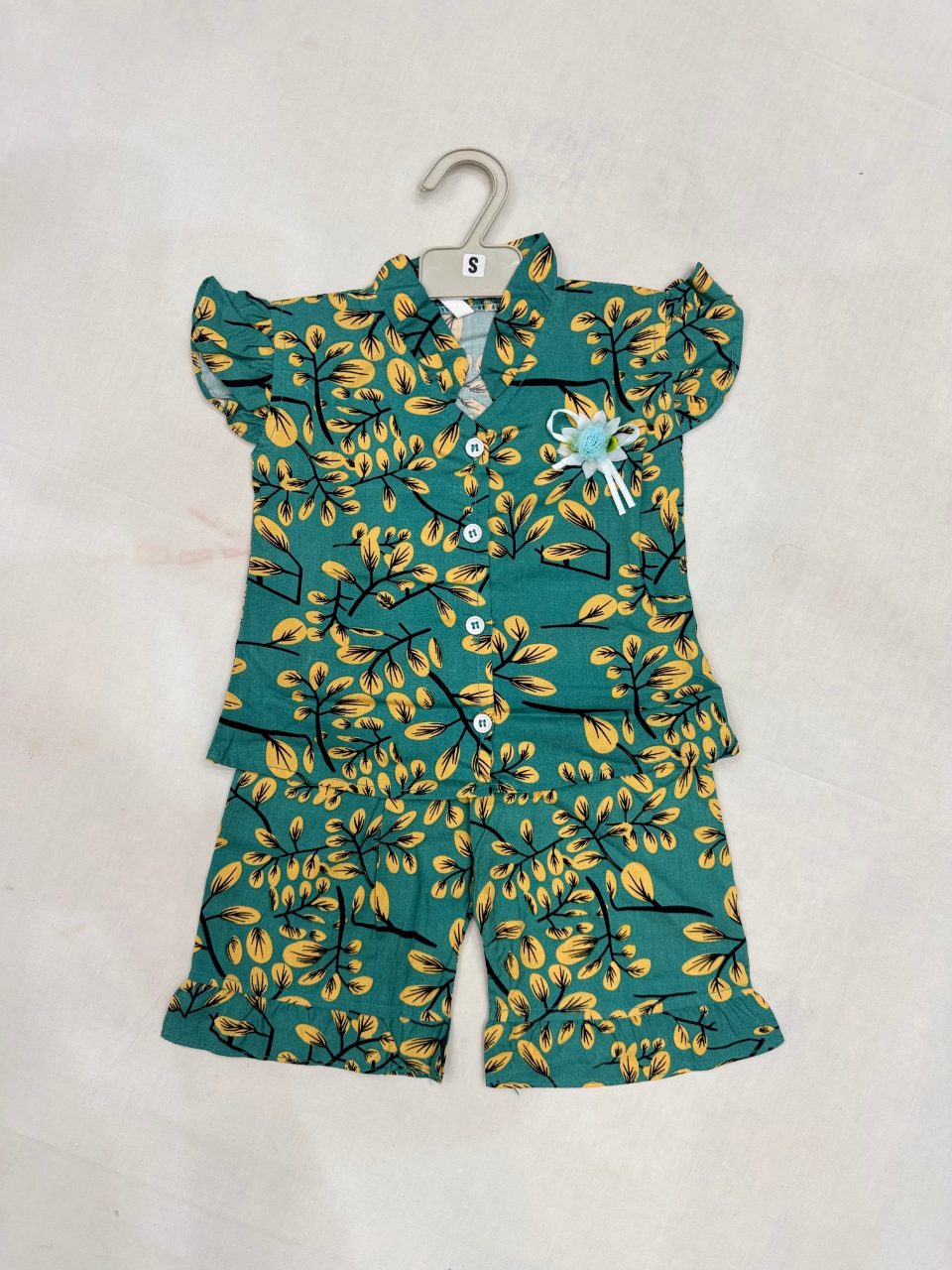 Girls Floral Linen Shirt & Shorts Co-Ord Set