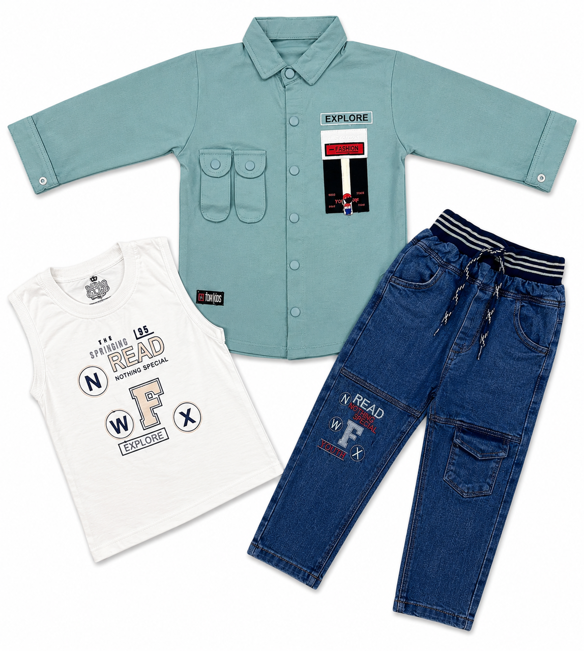 Boys 3-Piece Casual Jacket Set — Blue