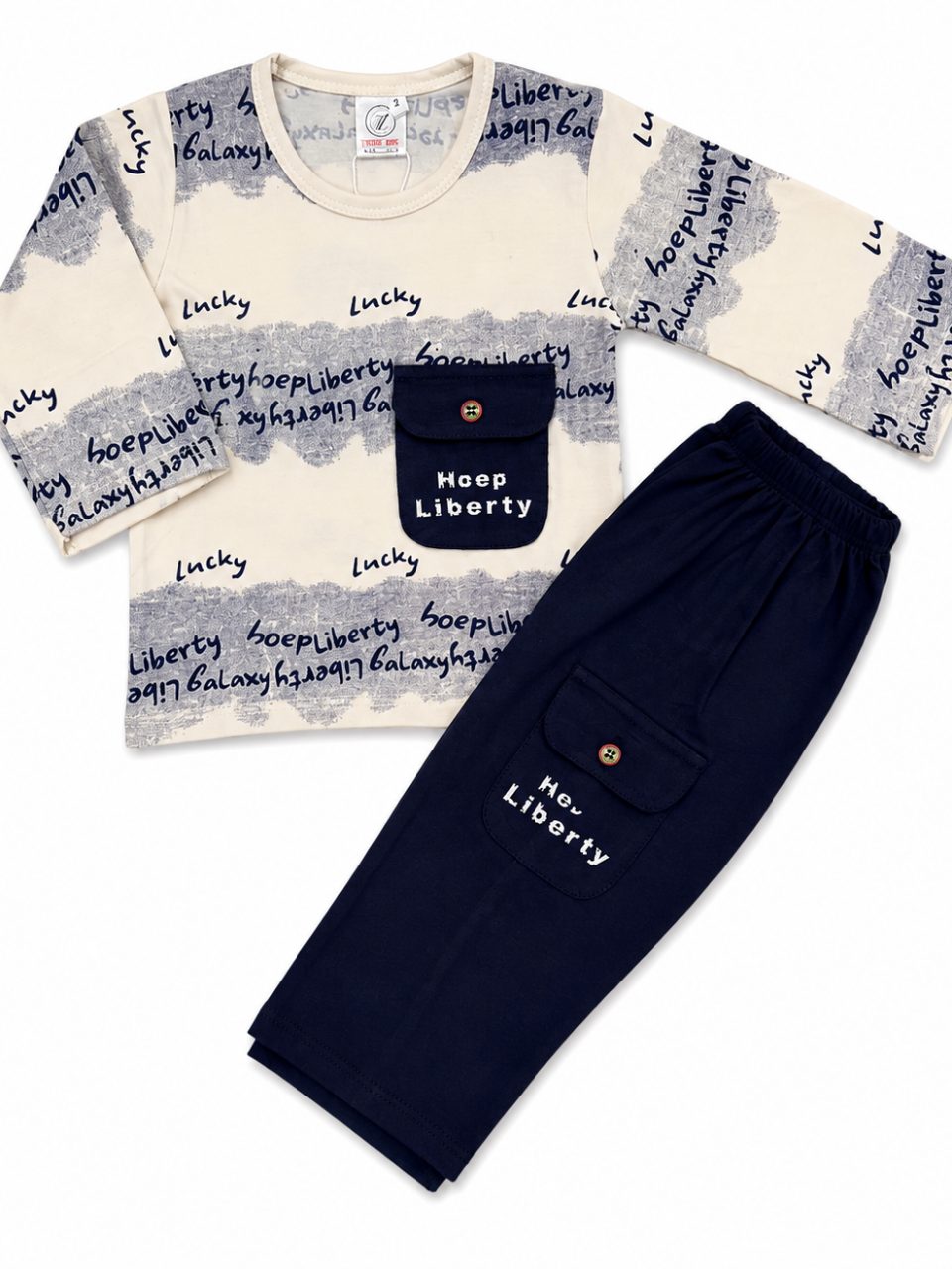 Girls Printed Sweatshirt & Pants Winter Co-Ord Set — Light Blue