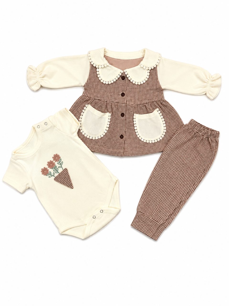 Vintage Charm 3-Piece Baby Girl Outfit Set